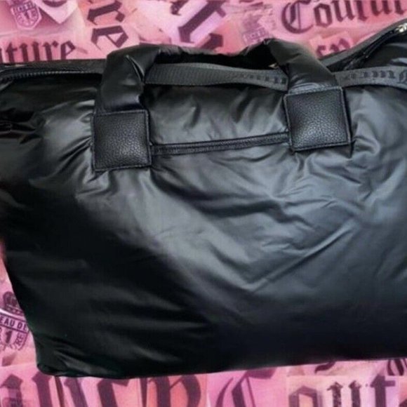 NEW! NWT JUICY COUTURE Snow Bunny Large Puffy Weekender Bag Black Licori… - Picture 3 of 6